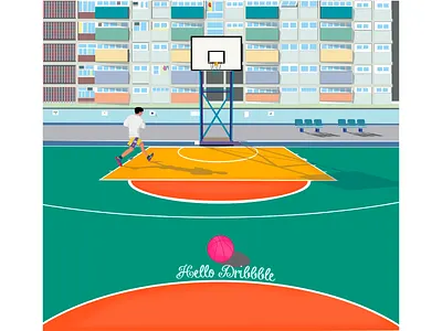 HELLO DRIBBBLE basketball debut debut shot dribbble firstpost firstshot flat flat illustration hello dribble hello world hellodribbble helloworld kobe kobe bryant kobebryant lakers
