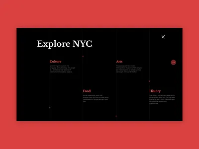 Explore the city - New York City animation culture dark dark ui design explore interaction menu motion design tourism tourist travel travel agency traveling ui uiux uxui web webdesign website
