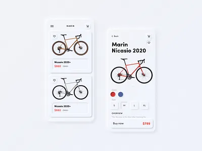 Bike Shop App | Neumorphic app application bicycle bicycle app bike card clean ecommerce figma ios like marin minimal mobile mobile app shop skeumorphic skeuomorph soft soft ui