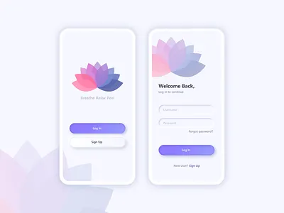 Log in app clean design login mobile sign up ui white