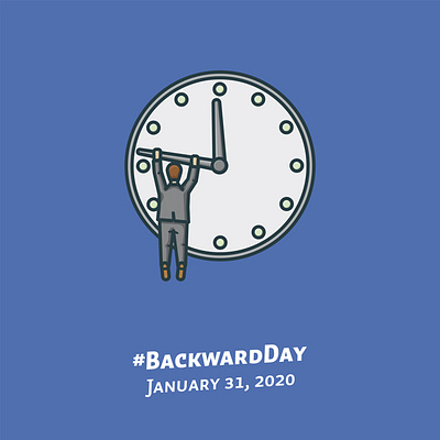 #BackwardDay on January 31st (aka #BrexitDay) backward calendar clock holiday icon illustration observance time vector