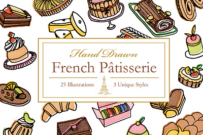 Hand Drawn French Patisserie branding design food hand drawn icon illustration logo sketch vector