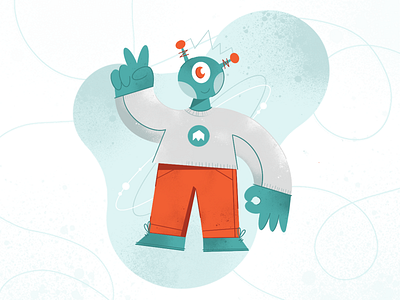 Jetpack Social Illustration alien design illustration jetpack lines orange peace procreate space teal texture