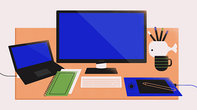 Stylized Workspace freelance girlillustration illustration stylization workspace