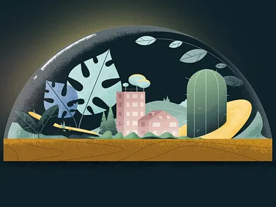 Urban green adobe city digital illustration motiongraphic urban