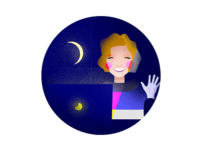 Working at night blue bold colors bright colors character character design color combination design emotion flat gradient illustration night noise palette texture vector