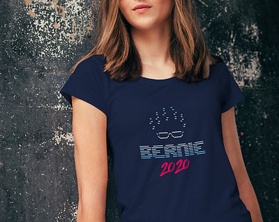 Vaporwave Bernie 2020 80s 90s logo politics print retro t shirt design typography