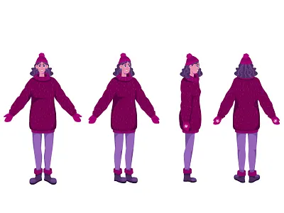 Character Design character characterdesign cold colorful design draw flat girl hat illustration snow winter woman