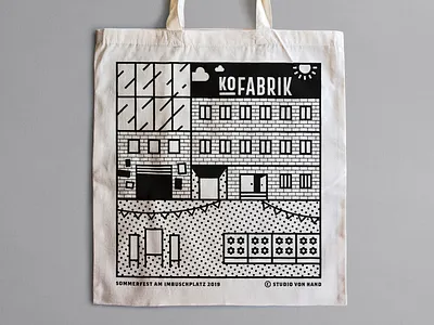 KoFabrik Illustration architecture bochum branding corporatedesign illustration merchandise monochrome one color onecolor outline product screenprint tote totebag