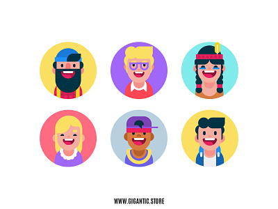 Flat Design Avatar Icons avatar avatar design avatar icons avatardesign avatars cartoon character character design design flat design gigantic illustration man vector vector art