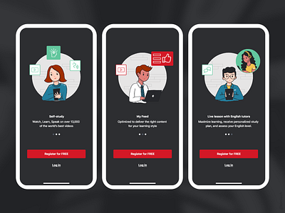 Onboarding - Dark Mode adobe xd illustration mobile app onboarding onboarding illustration procreate ui