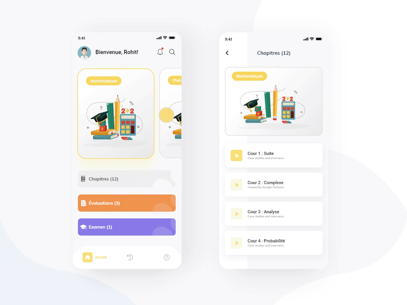 e-Learning App [e-mérites] adobexd animation card animation clean design course app e learning elearning learn mobile app school app study ui ui design ux uxdesign