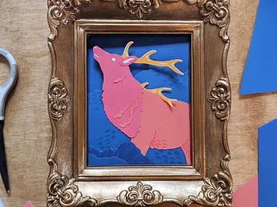 Ruby elk - cut paper art cut paper nature paper paper art