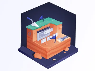 Search and Content Discovery algolia archeology discovery fossil illustration isometric search vector