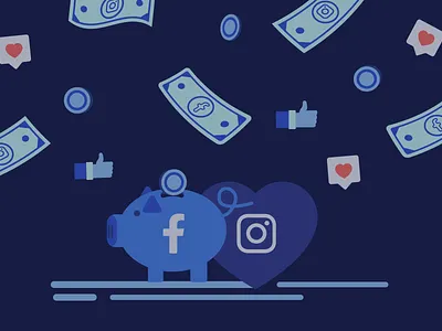 Organic vs. Paid Social: A Complete Guide blog branding illustration vector