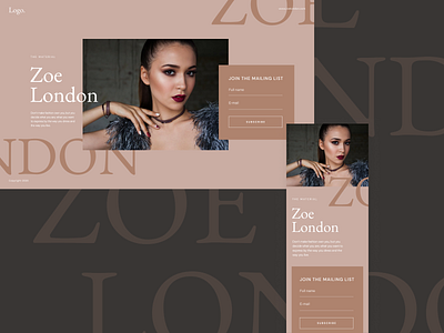 Landing Page Template fashion blogger fashion design landing design landing page template type typography ui ux unfold webdesign