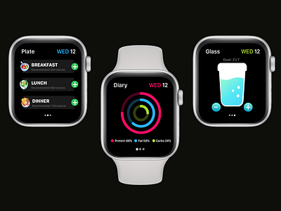 Food Tracker watchOS app apple watch clean concept design diet flat food food app health ios minimal tracker ui ux watch watch ui watchos