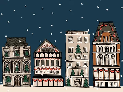 Christmas in London Illustration adorable art buildings celebrate cheer christmas design drawing festive hand drawn happy holidays illustration illustrator london seasonal snow winter