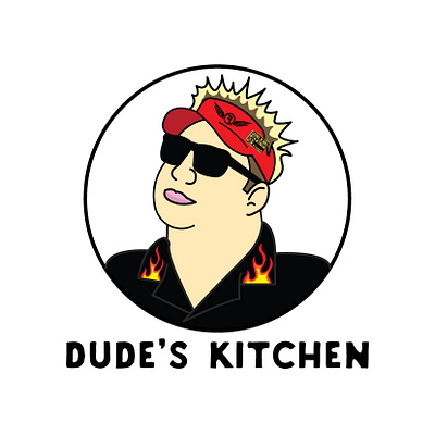 Dude's Kitchen Logo dude food guy guy fieri illustration kitchen logo