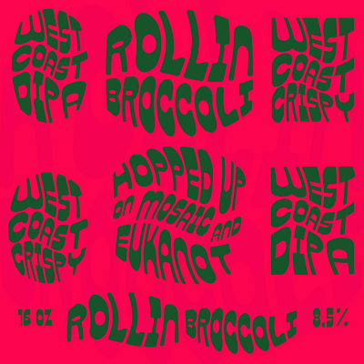 Rollin' Broccoli beer broccoli craft beer dipa ipa psychedelic trippy type typography