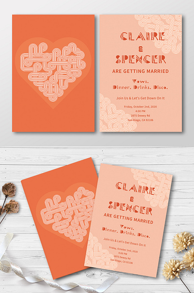 Wedding Invitation disco illustration retro vector wedding wedding card wedding design