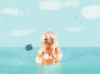 Don't Tell I'm Here | Mermaid Character Art art cartoon character character design concept art digitalart girl illustration illustrator mermaid