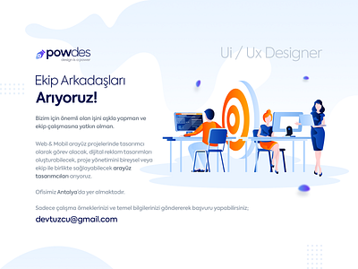 Bizimle Çalışmak İster misiniz? antalya iş ilanı job job search powdes teamwork ui design ui ux designer uxdesign