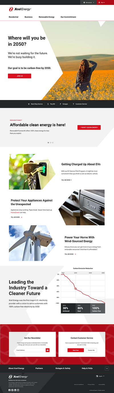 Medium Fidelity Visual Concepts for Xcel Energy Redesign branding design responsive ui