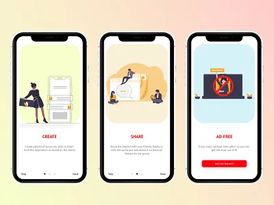 On-boarding Experience design illustration mobile app mobile app design mobile design mobile ui music app on boarding ui uidesign uiux uplabs uxdesign