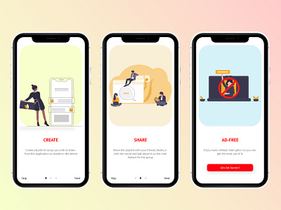 On-boarding Experience design illustration mobile app mobile app design mobile design mobile ui music app on boarding ui uidesign uiux uplabs uxdesign