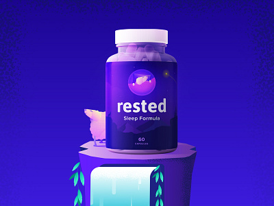 Rested Label branding colorful design flat illustration logo packaging typography
