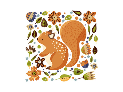 Squirrel vector art animal calligraphy cartoon cartoon character cartoon illustration color cute animal cute art design drawing dribble floral floral art forest forest animals illustration nursery art squirrel vector art vector illustration