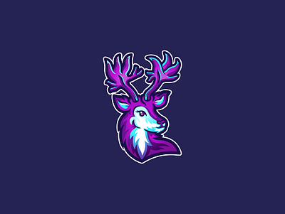 Reindeer Logo blue cute design esports feminine gaming gradient illustrate illustration illustrations logo logodesign mascot pink purple reindeer