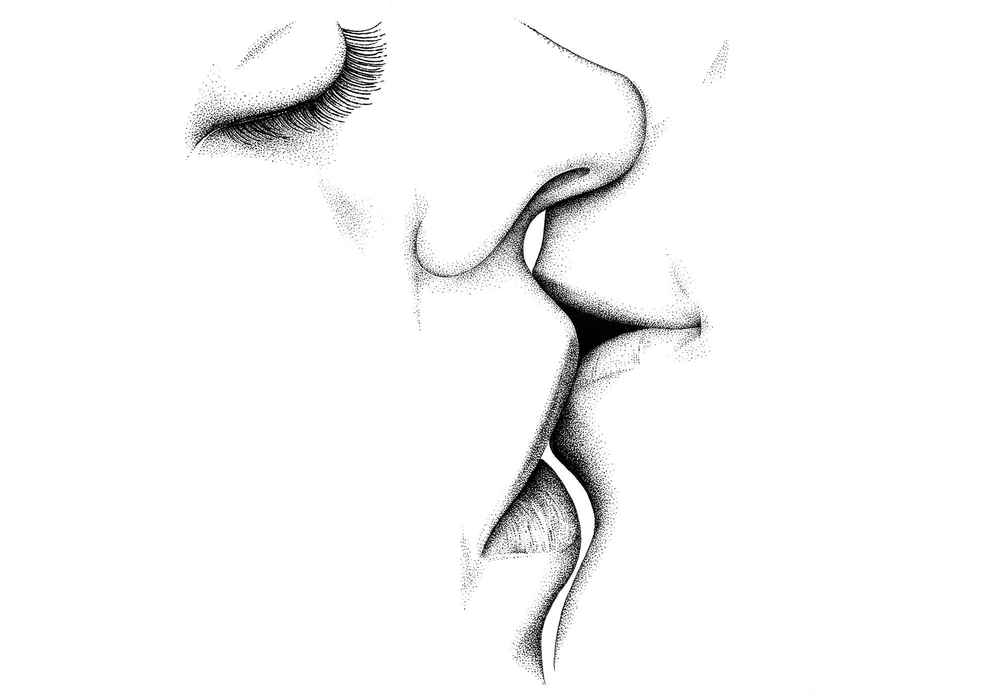 The kiss - © by the ink - Cécile Ollichon by By the ink on Dribbble, image size:2000x1380