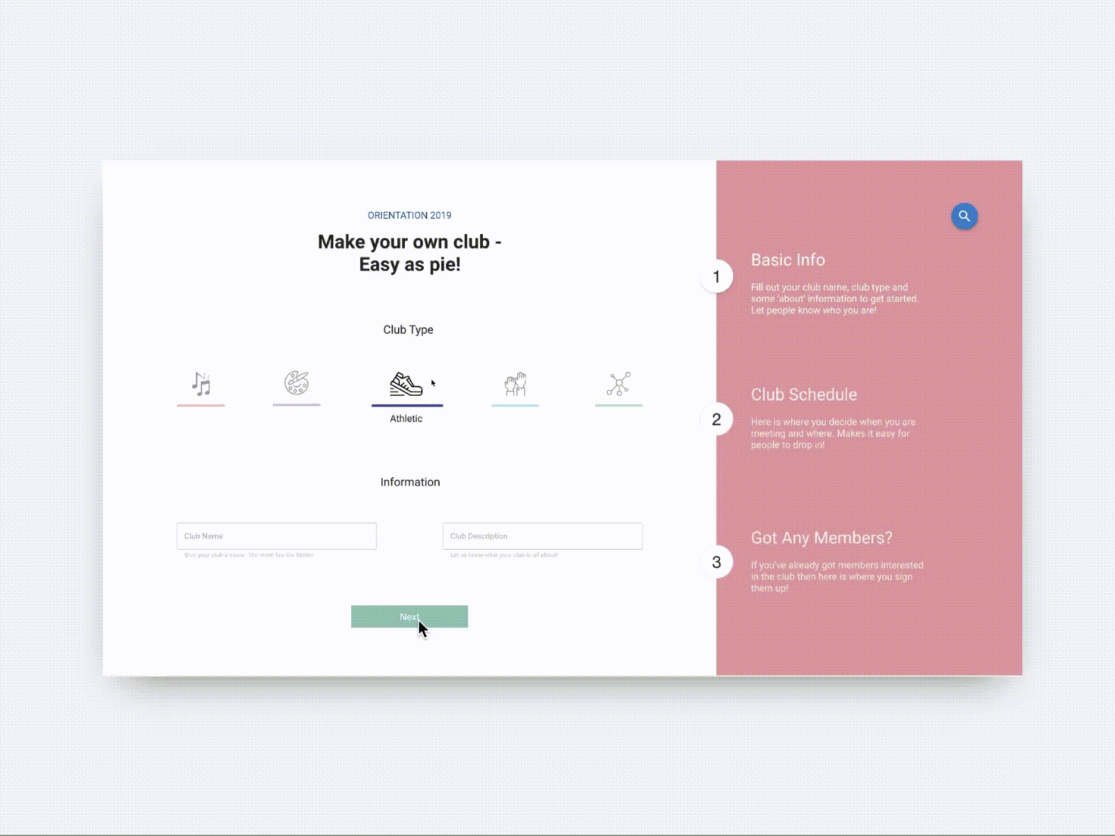 Creating a Club Flow - Minimalist Club Fair Web App