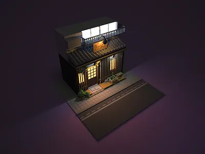3D Japanese Storefront 3d art design japanese magicavoxel pixel process shop voxel