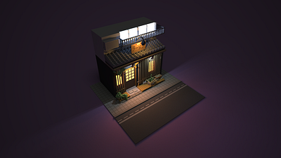 3D Japanese Storefront 3d art design japanese magicavoxel pixel process shop voxel