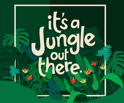 It's a Jungle out there. digital art flat flat illustration graphics illustration jungle leaves modern illustration nature trees tropical leaves