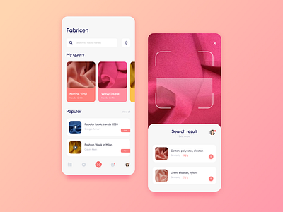 App for Scan Fabrics app design fabric scan ui ux