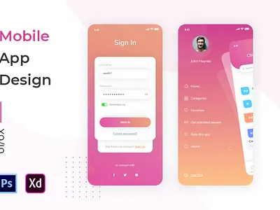 Mobile Application app clean design icon ui clean design creative mobile application profile design sign in screen