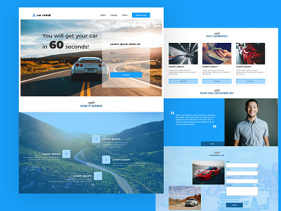 Car Rental Landing Page car rental dailyui landing page prototype ui web design