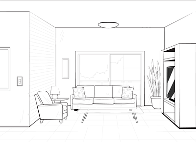 Living Room Layout 2d animation 2d art apartment background illustration illustrator interior layout layout design lineart living room vector