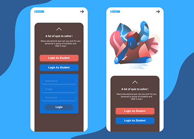 QuizzEdu First Page app education education app flat mobile app mobile ui study ui uiux web