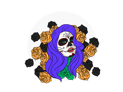 Mexican Sugar Skull Calavera block five blockfive calavera candy skull dead design figma illustration illustrator mexican mexico rose roses skull sugar sugar skull tattoo tattoos vector woman