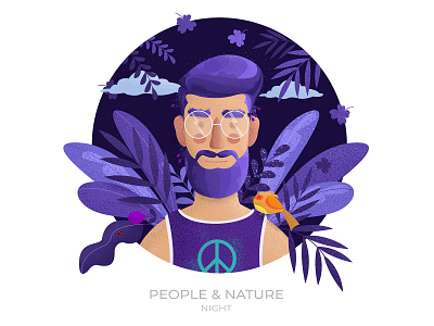 People & Nature - Night art color earth human illustration illustrations illustrator man nature photoshop vector