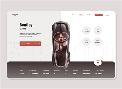 Modern Bentley website cars design flat grid layout landing page minimal ui web