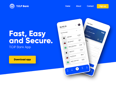 T.O.P Bank (Web Design) banking app dribbble home page invitation minimal ui design ui ux ux web web design web interface web ui