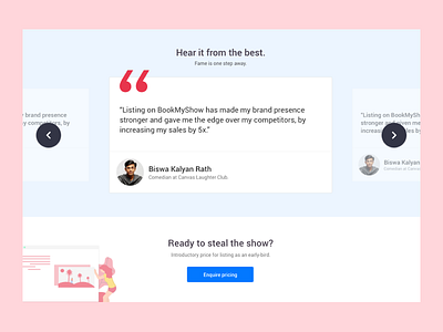 Testimonials bookmyshow landingpage testimonials