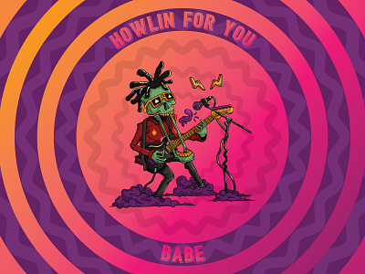 Howlin for you 2d character color design illustration vector