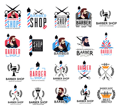 Barber Shop Hair Cut & Shaves logo set barber shop cut shaves hair hair cut logo logo set shop app